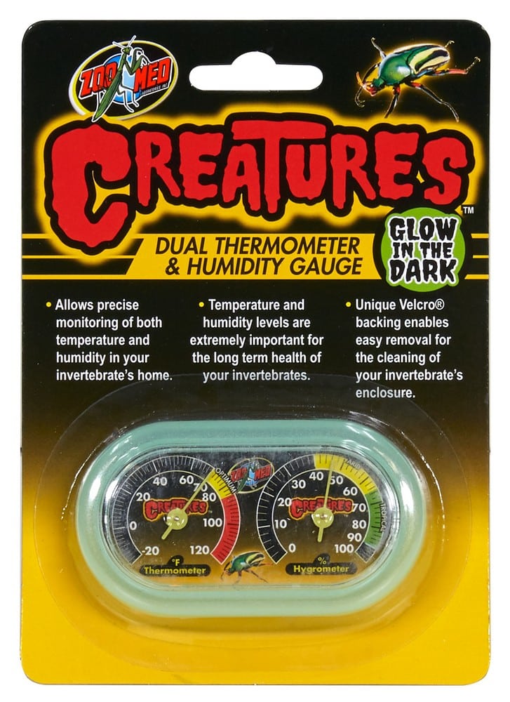 Zoo Med Creatures Dual Thermometer & Humidity Gauge, Glow in the Dark (CT-11G)