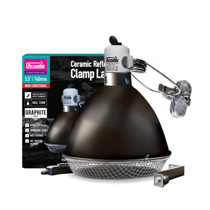 Arcadia Reflector Clamp Lamp with Ceramic Holder (E27), 14cm, Graphite (RARTG75)