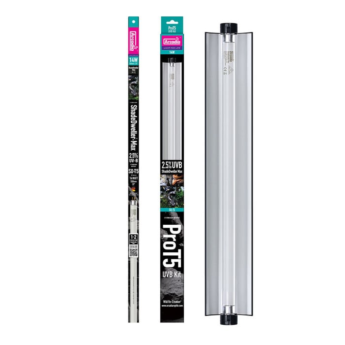 Arcadia Pro T5 UVB Max Kit, ShadeDweller, 2.5% UVB, 14 Watt (RARTP14S)